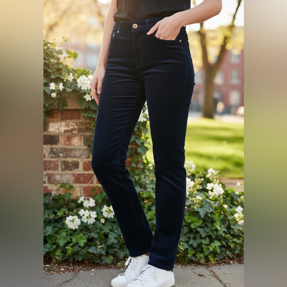 Loft black corduroy straight leg pants